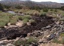 Debris flow after a wildfire in Peralta Canyon.